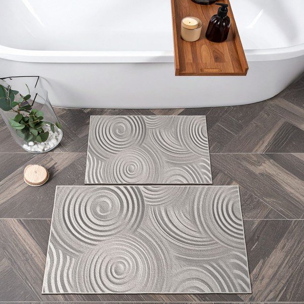 Covorașe de baie gri-deschis 2 buc. 60x100 cm – Foutastic-image-4