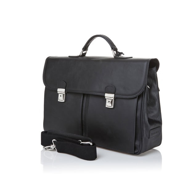 Servietă din piele pentru bărbați Ferruccio Laconi Brief, negru-image-1