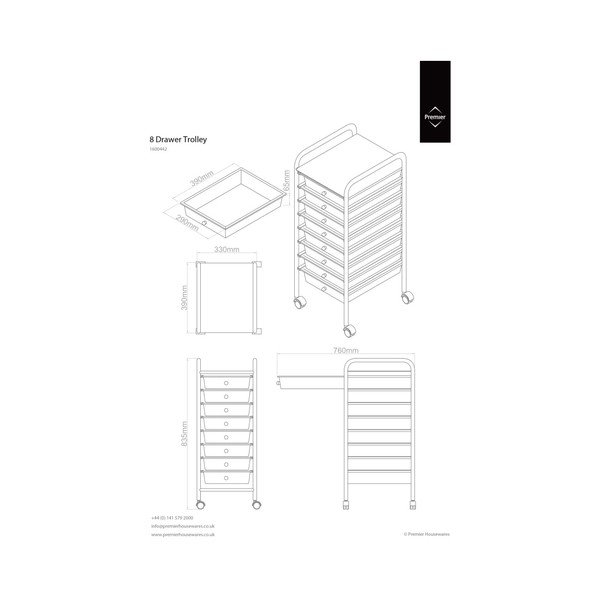 Etajeră cu roți Premier Housewares 8 Tube, negru-image-1