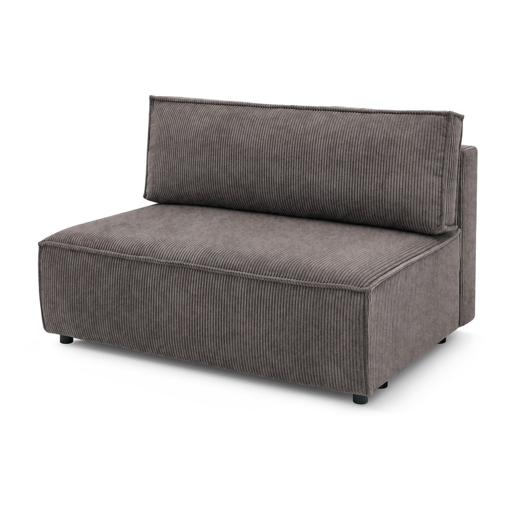 Modul pentru canapea maro deschis cu tapițerie din catifea reiată (de mijloc) Nihad modular – Bobochic Paris