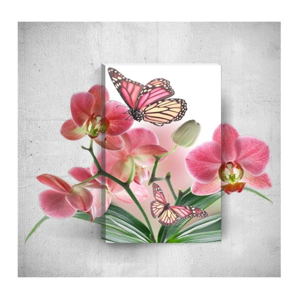 Tablou de perete 3D Mosticx Butterflies With Flowers, 40 x 60 cm