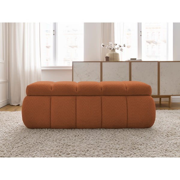 Bancă portocalie cu tapițerie din țesătură bouclé – Bobochic Paris-image-4