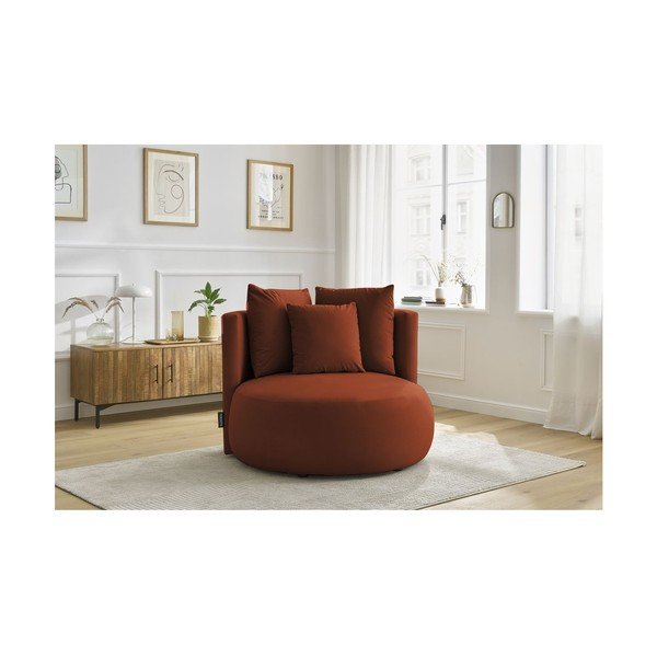 Fotoliu portocaliu cu tapițerie din catifea Cesar – Bobochic Paris-image-1