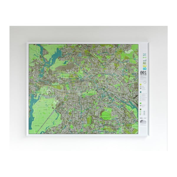 Hartă Berlin în husă transparentă Street Map, 130 x 100 cm, verde
