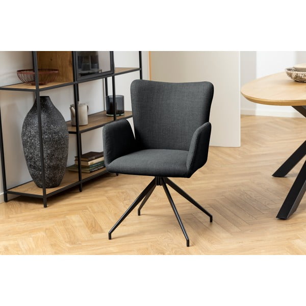 Set de scaune de sufragerie gri închis cu cotiere 2 buc. tapițat Laura – Actona-image-2