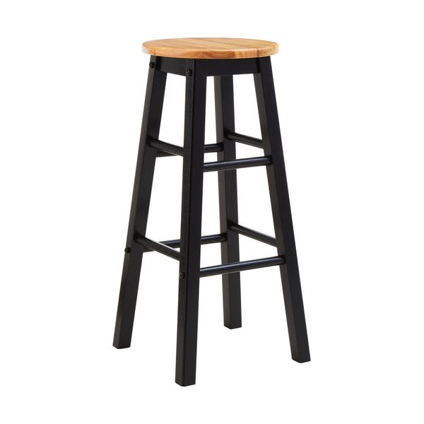 Scaun de bar negru/în culoare naturală din lemn de arbore de cauciuc (înălțime șezut 74 cm) Chester – Premier Housewares
