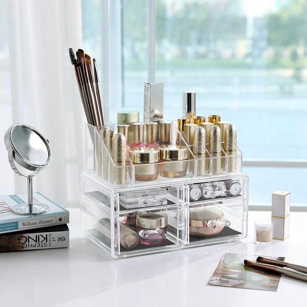 Organizator acrilic cu 4 sertare pentru bijuterii și cosmetice Songmics, transparent-image-1