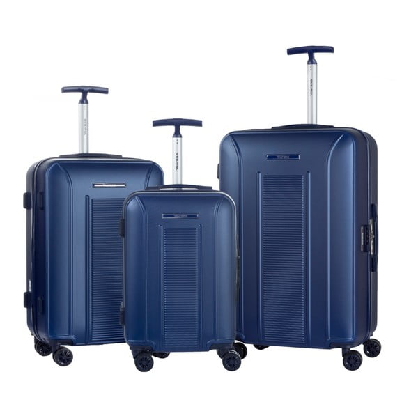 Set 3 valize cu roți Murano Africa, albastru