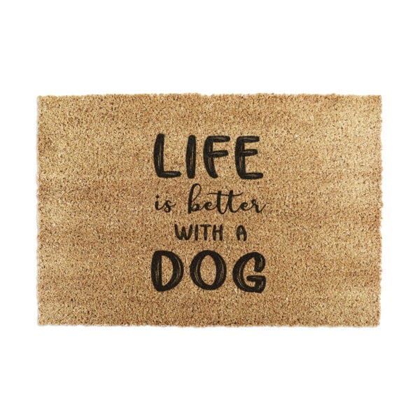 Covoraș de intrare din fibre de nucă de cocos 40x60 cm Life Is Better With a Dog – Artsy Doormats