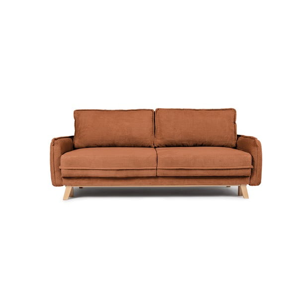 Canapea portocalie extensibilă cu tapițerie din catifea reiată  218 cm Tori – Bonami Selection