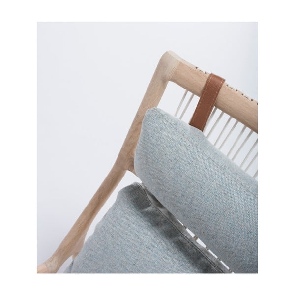 Fotoliu cu construcție din lemn de stejar Gazzda Dedo, albastru - gri-image-4