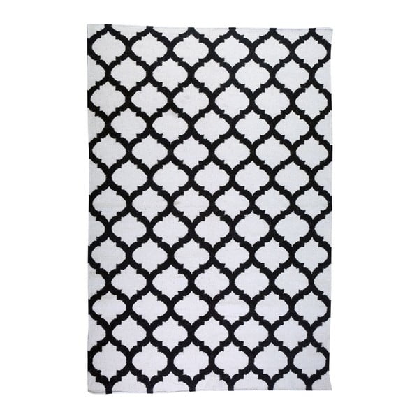 Covor de lână Geometry Guilloche Black & White, 160x230 cm