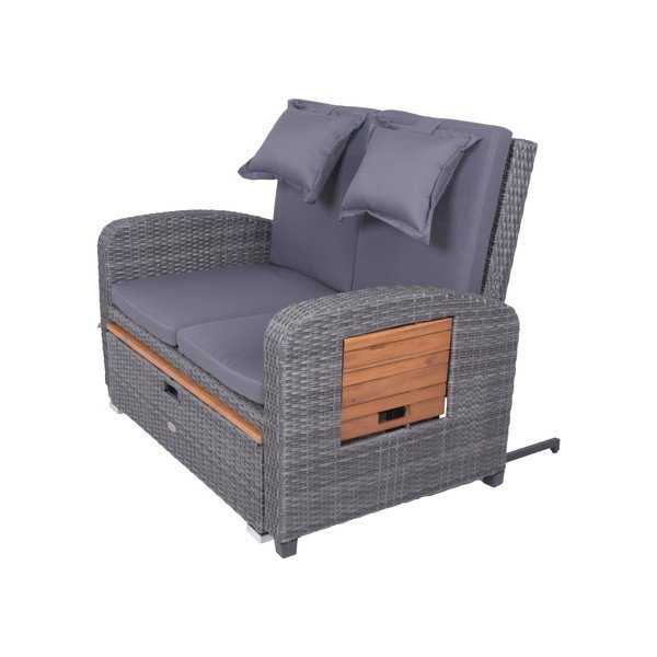 Canapea de grădină gri din ratan artificial Bari – Garden Pleasure