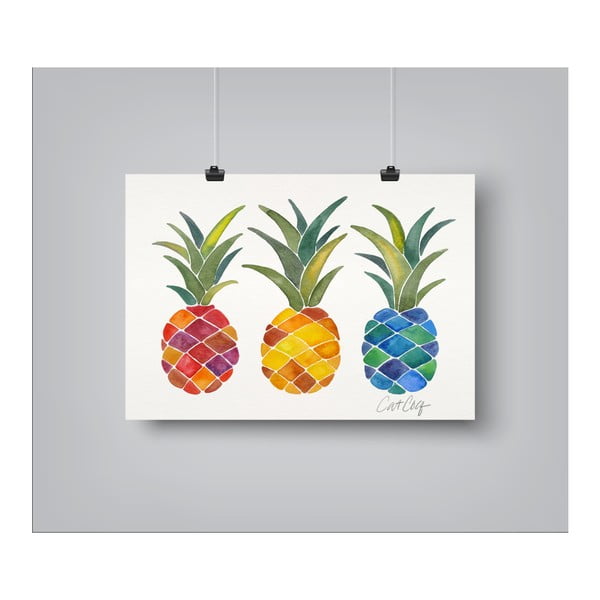 Poster Americanflat Americanflat Pineapples Rainbow, 30 x 42 cm