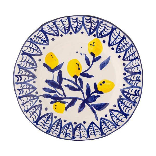 Farfurie albă/albastră pentru servire din gresie ø 27 cm Maxima – Bloomingville-image-4
