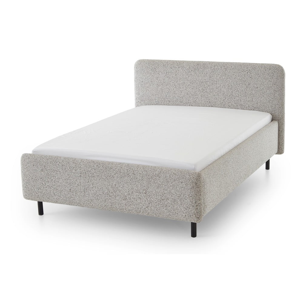 Pat matrimonial bej tapițat cu spațiu de depozitare cu somieră 160x200 cm Primo – Meise Möbel