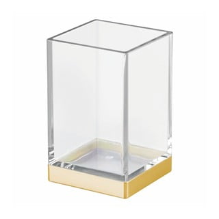 Cană din plastic pentru baie cu detalii aurii InterDesign