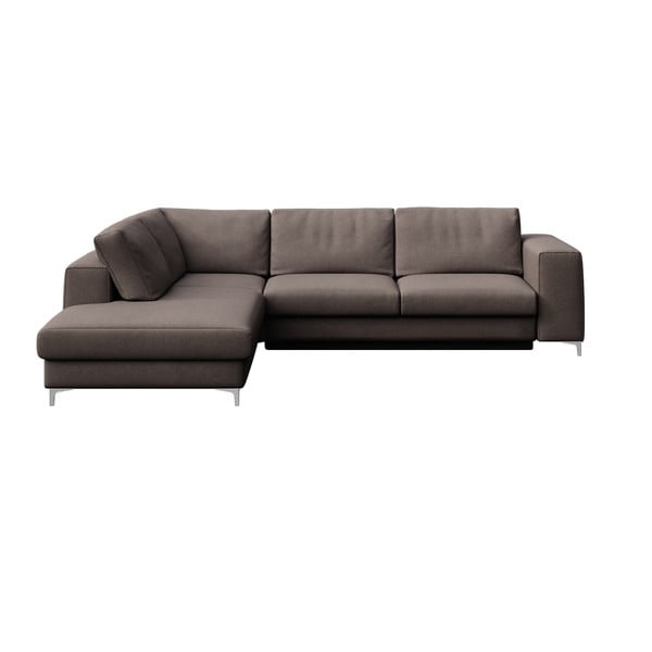 Colțar taupe extensibil, cu spațiu de depozitare cu tapițerie din catifea (cu colț pe partea stângă, în formă de ”L”) Rene – Rodier