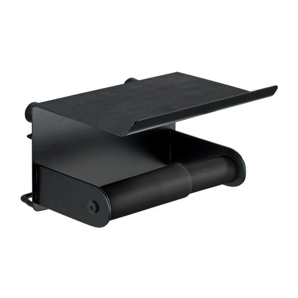 Suport de perete pentru hârtie igienică și telefon Wenko Classic Plus, negru-image-3