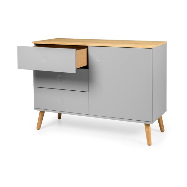 Comodă gri joasă cu aspect de lemn de stejar 109x79 cm Dot – Tenzo-image-3