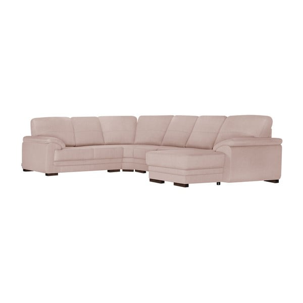 Canapea extensibilă cu șezlong pe partea dreaptă Florenzzi Casalova, lățime 3, 62 m, roz pudră