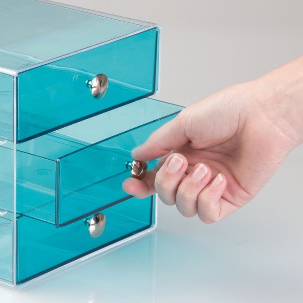 Organizator cu sertare iDesign, 16,5 x 16,5 cm, albastru-image-3