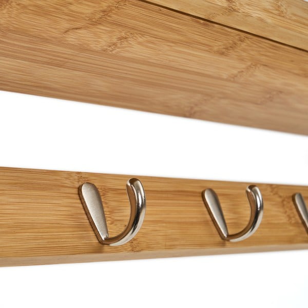 Cuier de perete din bambus cu raft - Casa Selección-image-1