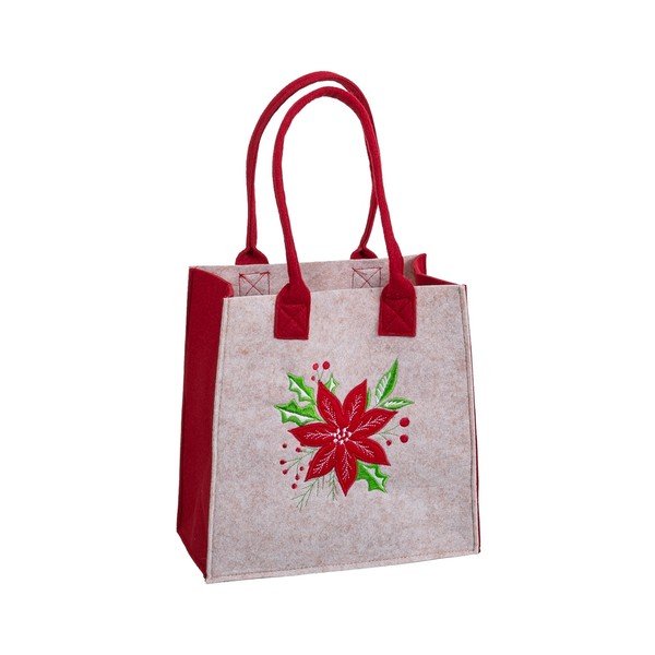 Pungă de cadouri 23x12 cm  cu model de Crăciun Poinsettia – Casa Selección