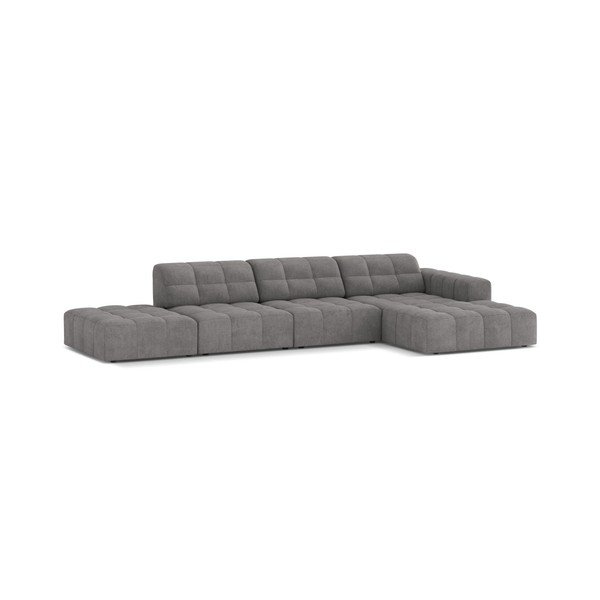 Colțar gri cu tapițerie din chenille (cu colț pe partea dreaptă/cu șezlong) Chicago – Cosmopolitan Design-image-1