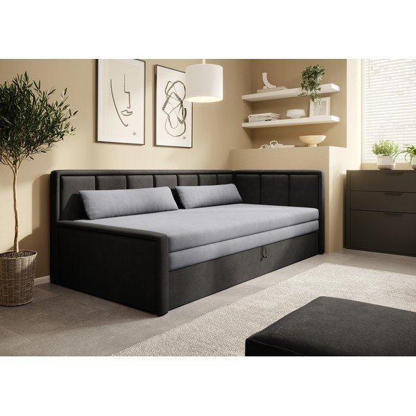 Canapea gri închis extensibilă/cu spațiu de depozitare cu tapițerie din chenille 214 cm Fulgeo – ELTAP-image-1