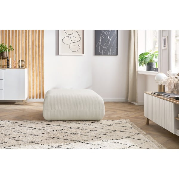 Taburet alb cu tapițerie din catifea reiată Lecomte – Bobochic Paris-image-4