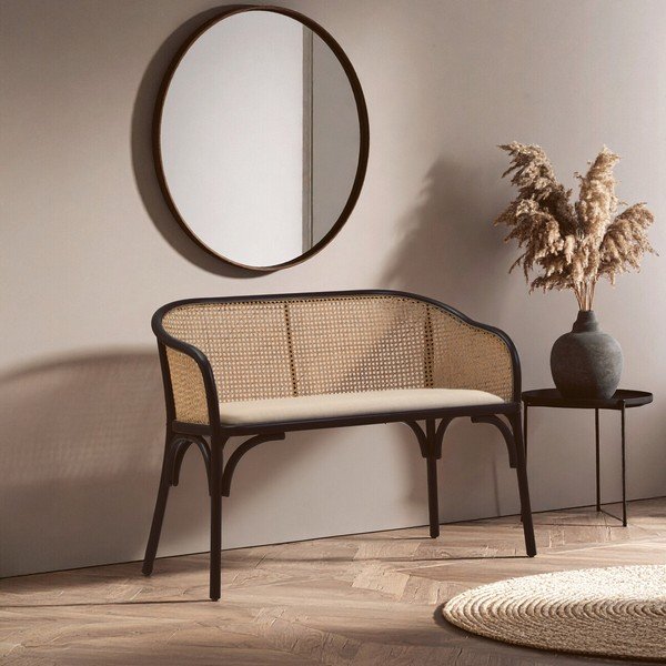 Bancă neagră/în culoare naturală capitonată Cebu – Premier Housewares-image-4