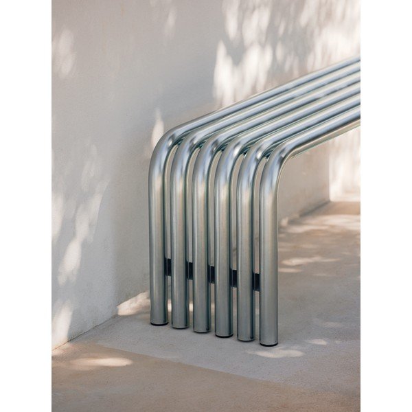 Bancă de grădină argintie din metal Nokk – noo.ma-image-3