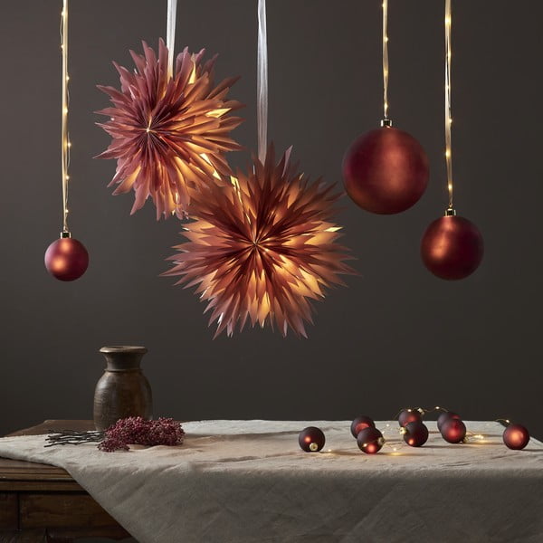Decorațiune luminoasă burgundy ø 6 cm  de  Crăciun Bliss – Star Trading-image-2
