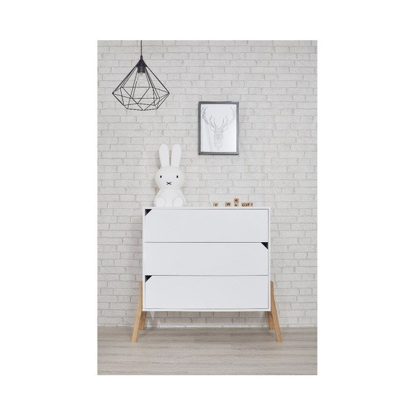 Comodă cu 3 sertare BELLAMY Lotta, alb-image-4