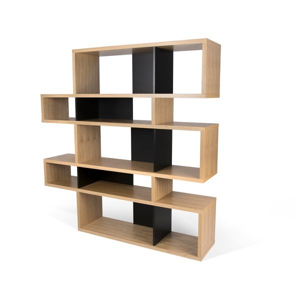 Bibliotecă cu detalii negre mate TemaHome London, 34 x 160 cm, maro-image-4
