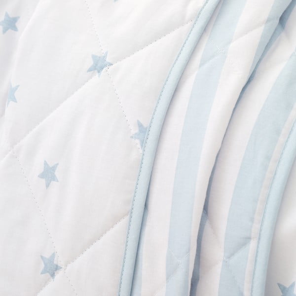 Cuvertură pentru copii albă-albastră matlasată din bumbac 135x190 cm Mini Star & Stripes – Bianca-image-3