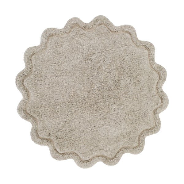 Covor bej lavabil țesut manual rotund din bumbac ø 110 cm Sweet April Lin – Nattiot