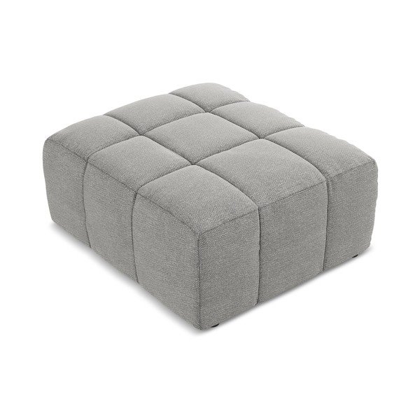 Taburet gri cu tapițerie din țesătură bouclé Aloha – Makamii-image-2