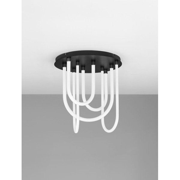 Plafonieră albă/negru-mat LED cu intensitate reglabilă din oțel cu abajur din sticlă acrilică Topaz – Nova Luce-image-3