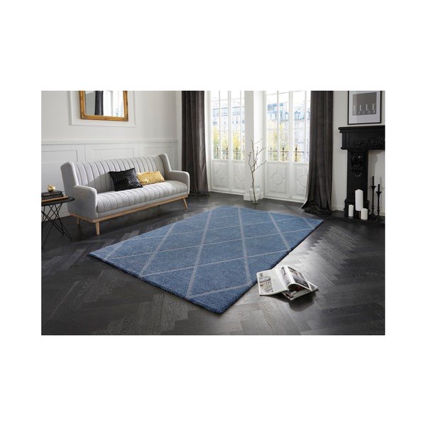 Covor Elle Decoration Maniac Lunel, 200 x 290 cm, albastru - gri-image-2