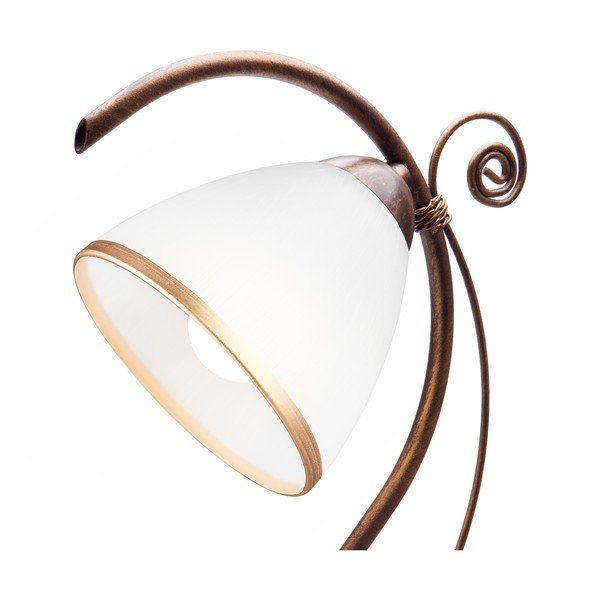 Veioză albă/maro cu abajur din sticlă (înălțime 39 cm) Retro Ii – LAMKUR-image-2