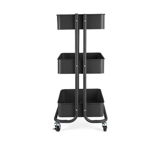 Etajeră cu roți neagră din metal 43x35 cm Grena – Compactor-image-2