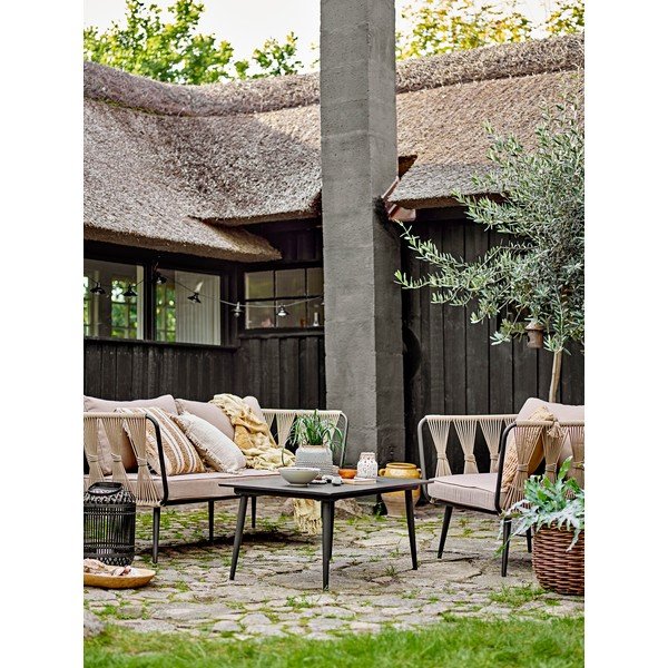 Fotoliu de grădină bej capitonat Pavone – Bloomingville-image-1