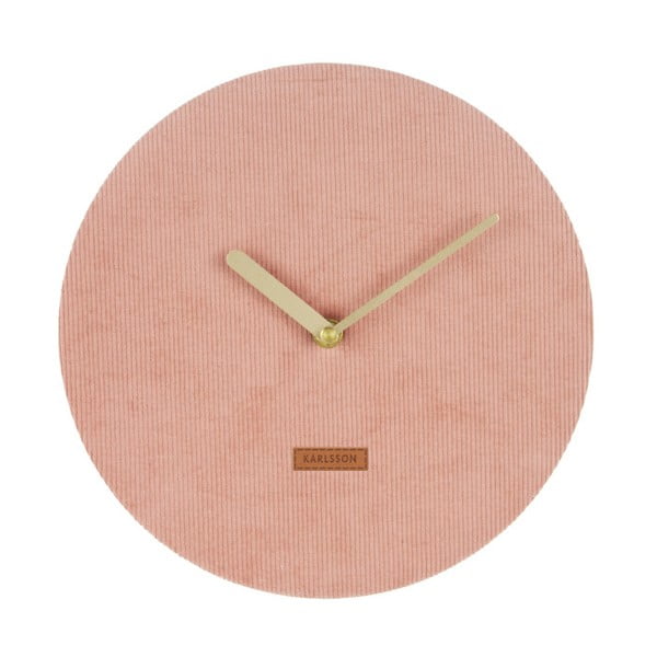 Ceas de perete din catifea Karlsson Corduroy, ⌀ 25 cm, roz
