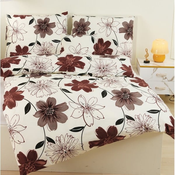 Lenjerie de pat de o persoană din micro satin maro/crem 140x200 cm 6 piese Scarlet - My House-image-3