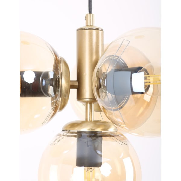 Lustră galben-auriu cu abajur din sticlă ø 15 cm Hector – Squid Lighting-image-2