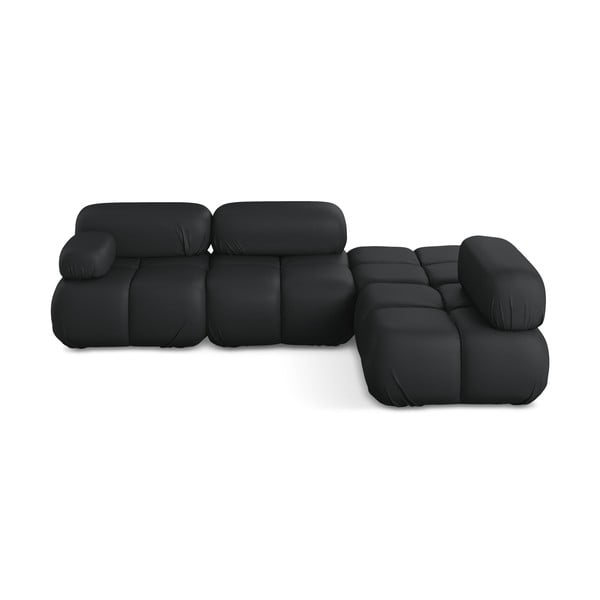Colțar modular negru cu tapițerie din imitație de piele (cu colț pe partea dreaptă) Lokua – Makamii