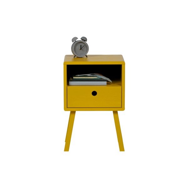 Noptieră din lemn masiv de pin WOOOD Sammie, galben-image-2