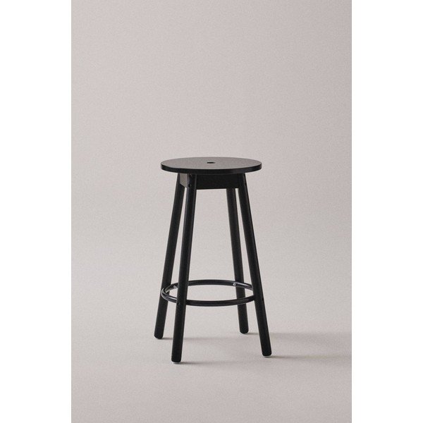 Scaun de bar negru din lemn de pin (înălțime șezut 65 cm) Kinna – Jotex-image-1